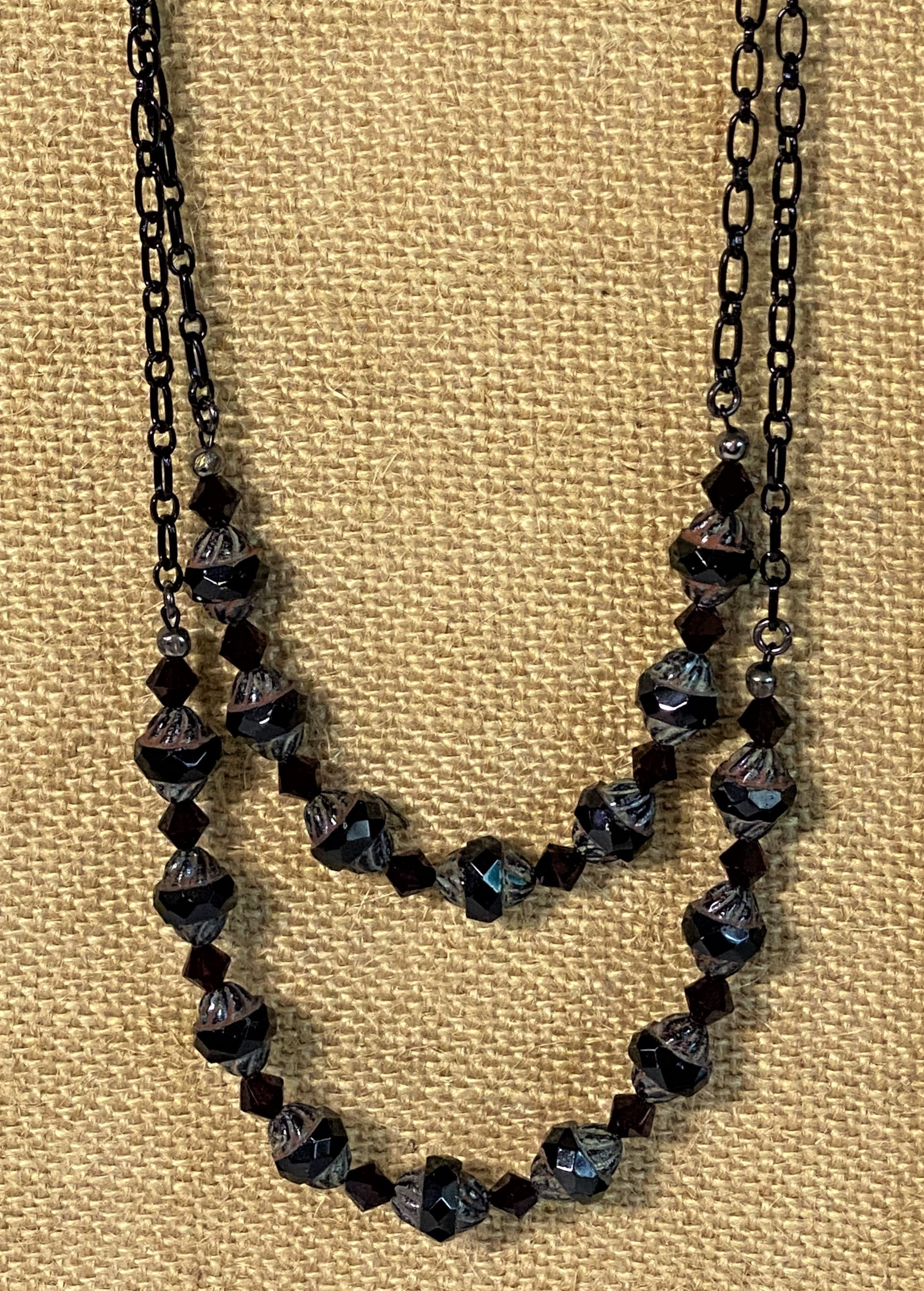 Garnett colored two tiered Necklace